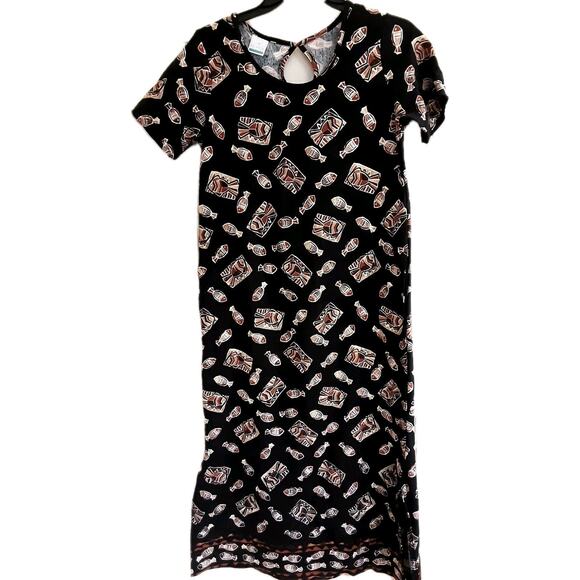 On White Dress, Women's Size Small Long Maxi Fish Design, Short Sleeve, EUC - Picture 1 of 5